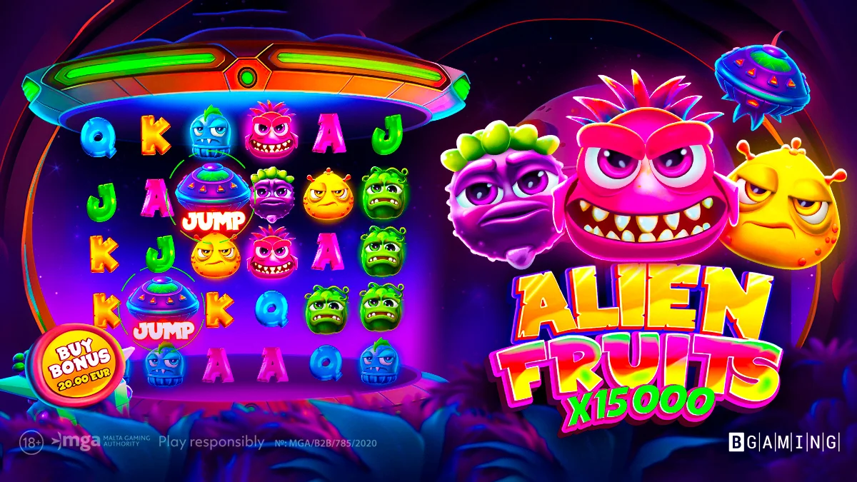 BGaming представляет слот-игру Alien Fruits с графикой, улучшенной искусственным интеллектом.